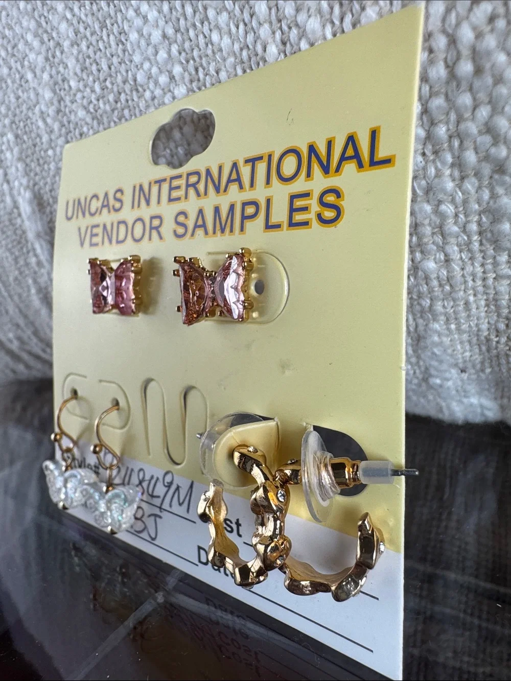 0761-Pink Crystal Butterfly Stud Earrings - Women Jewelry‎